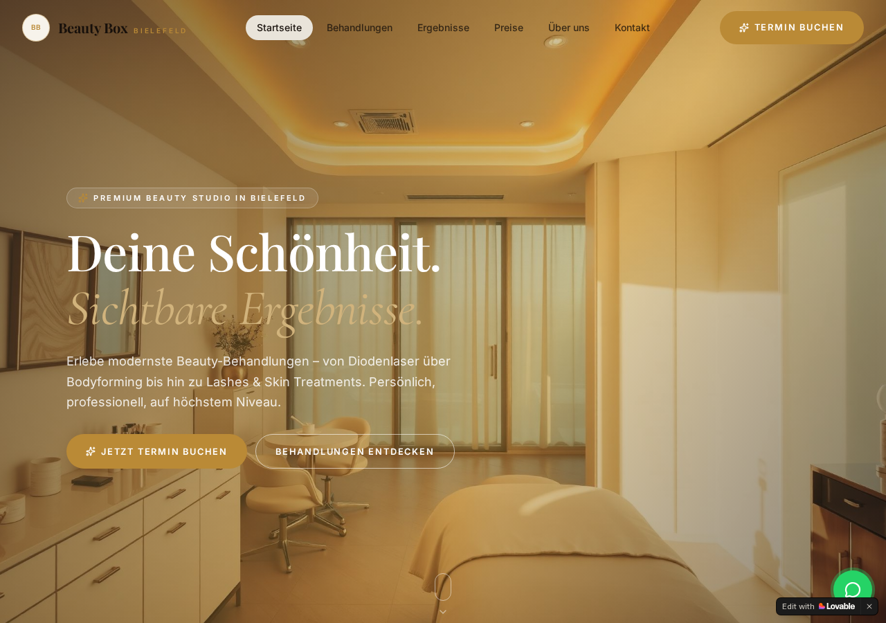 Screenshot der Website von Beauty Box Bielefeld